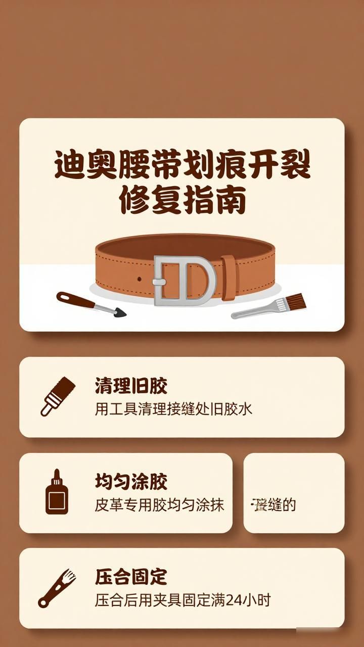 dior迪奥腰带皮带维修修复翻新_真皮表面划痕修复方法_Dior腰带损伤修复方案